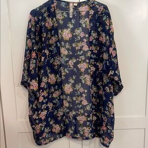 Floral kimono - blue with floral print